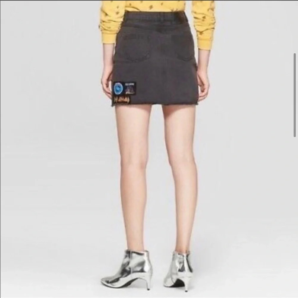 Def Leopard Denim Micro Skirt Mini Skirt Junk Food Festival Concert XS 3 2 - Picture 4 of 8